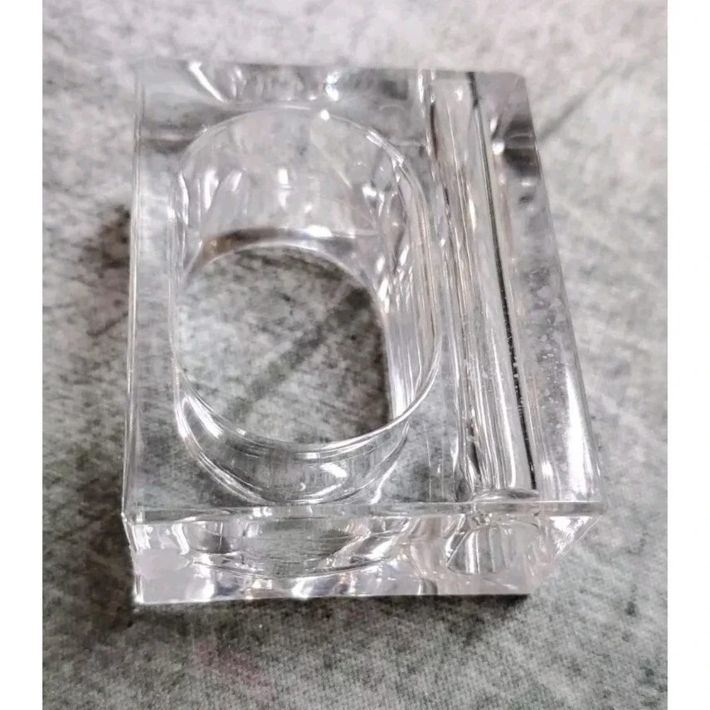 Vtg‎ Lillian Vernon Napkin Rings Holders Bud Vases Clear Lucite Modern Set of 4